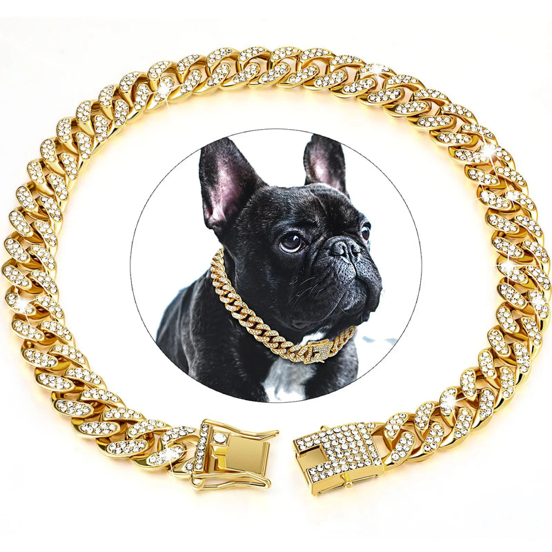 Luxury Cuban Chain Dog Collar – Gold Plated Metal