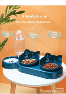 BritPaws 3-in-1 Tilted Cat Bowl Set with Gravity Water Feeder
