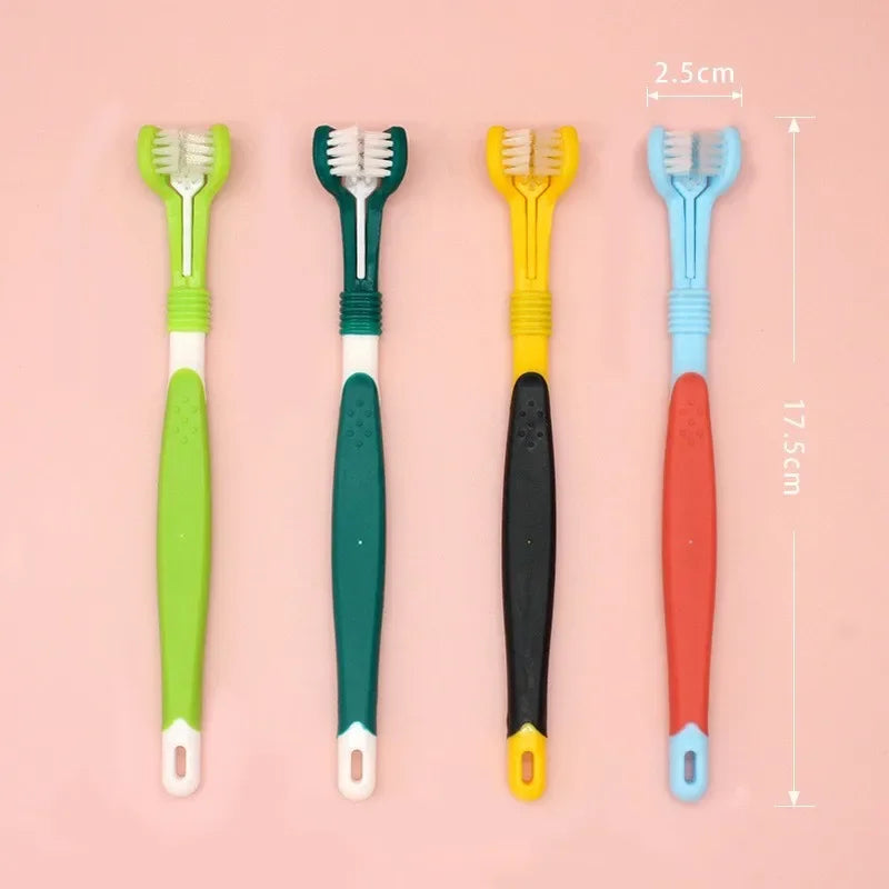 3-Sided Pet Toothbrush for Dogs and Cats Oral Care