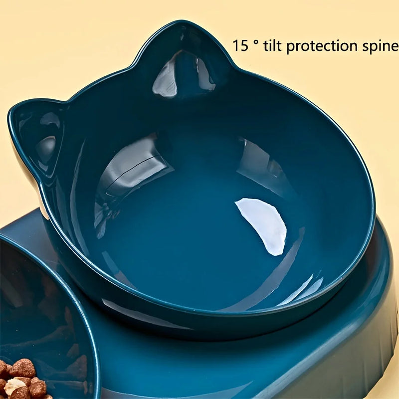 BritPaws 3-in-1 Tilted Cat Bowl Set with Gravity Water Feeder